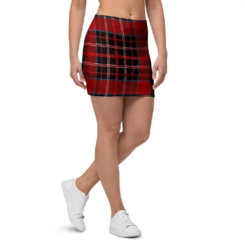 Tartan Red Plaid Mini Skirt cashmere skirt rich