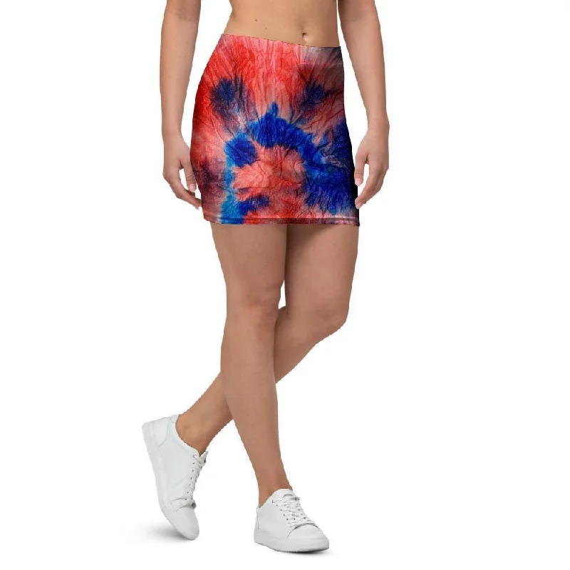 Tie Dye Swirl Batik Mini Skirt high slit skirt