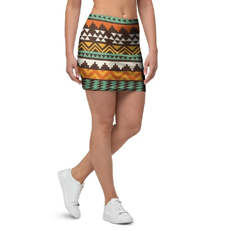 Tribal Aztec Mini Skirt casual skirt length