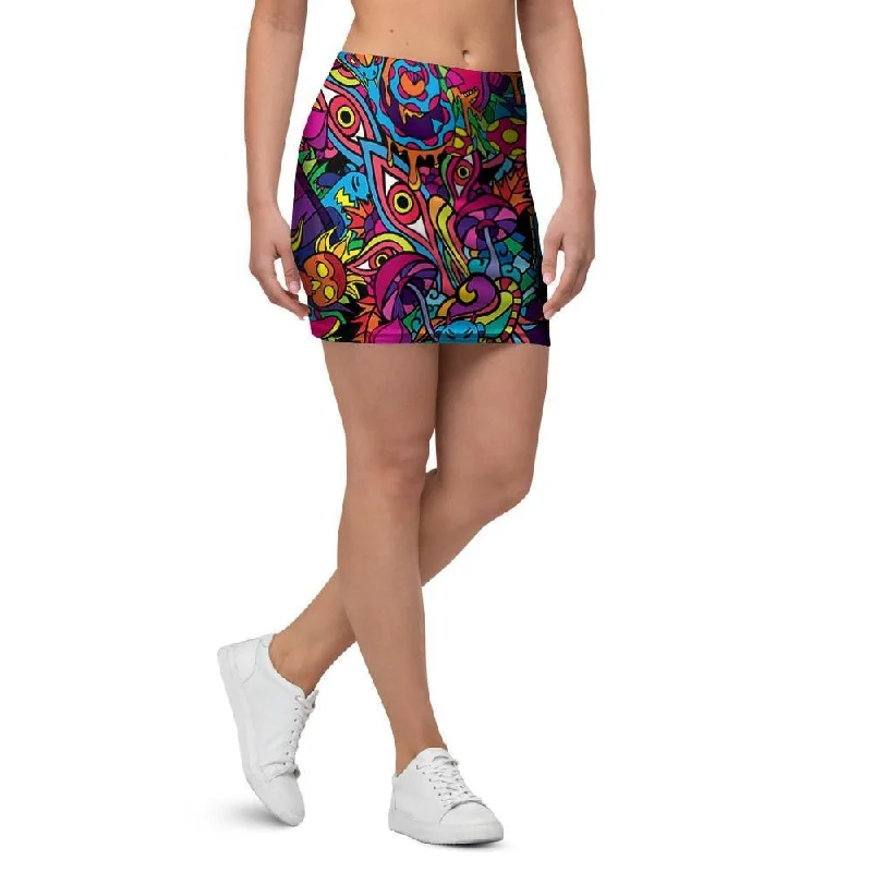 Tribal Hippie Trippy Mini Skirt wool skirt thick