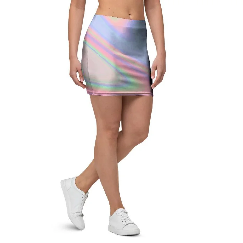 Trippy Holographic Mini Skirt elastic waist skirt