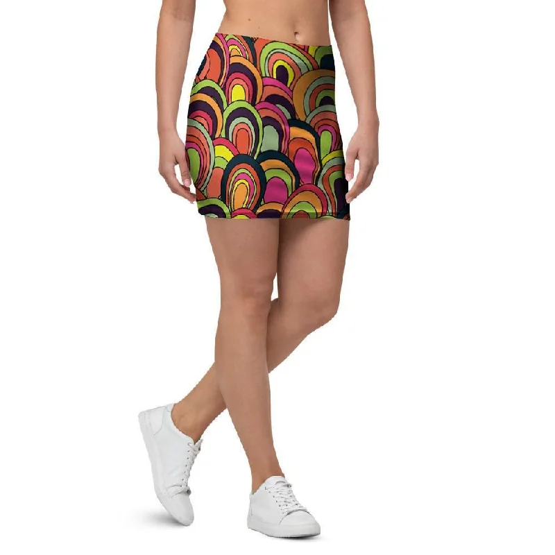 Trippy Mini Skirt flowy skirt hem