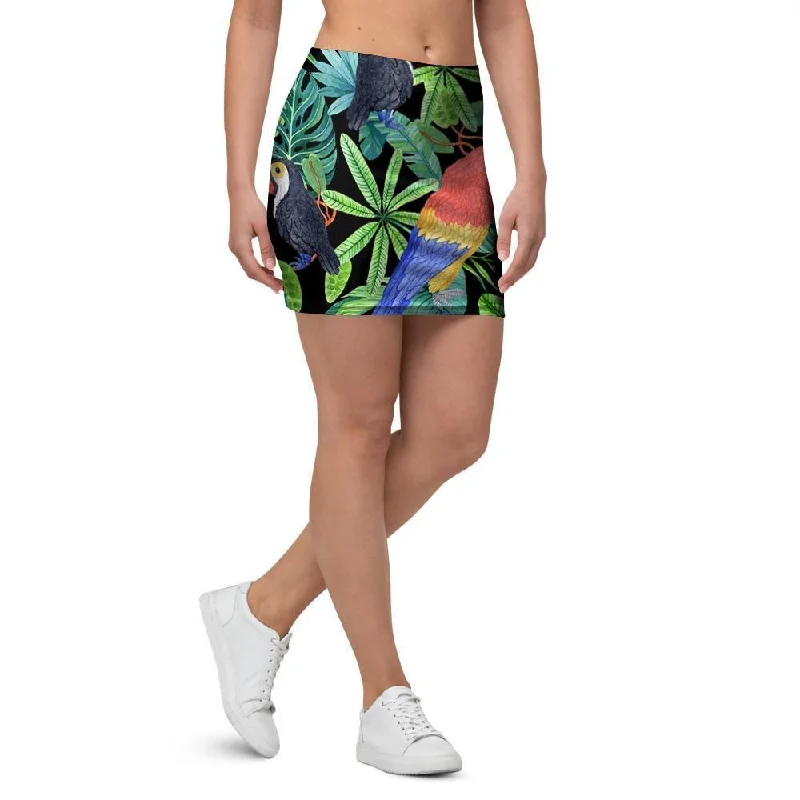 Tropical Bird Hawaiian Print Mini Skirt velvet skirt sumptuous