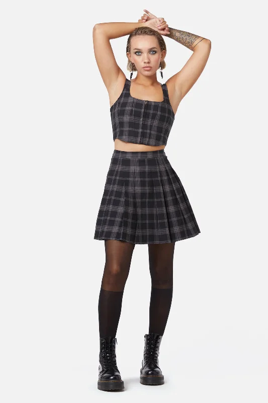 Victoria Tartan Pleated Skirt cotton skirt soft