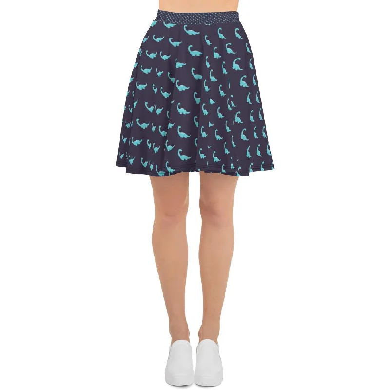 Dinosaur Skirt - Blue Brontosaurus leather skirt bold